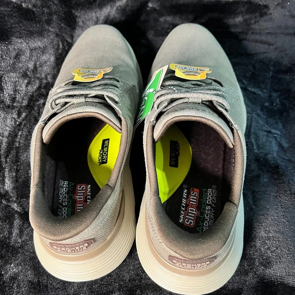 Skechers Slip-ins Garza Clive Sneakers Mens US 10.5 Taupe Memory Foam Shoes‎